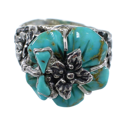 Sterling Silver Turquoise Southwest Flower And Dragonfly Ring Size 6 RX82749